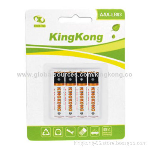 Alkaline Batteries, LR03-4/Blister, 1.5V Voltage